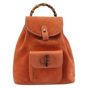 Gucci Vintage Bamboo Suede Orange Suede Backpack Bag